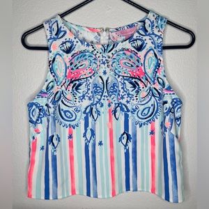 lilly pulitzer top size 2 womens excellent condition blue and pink
